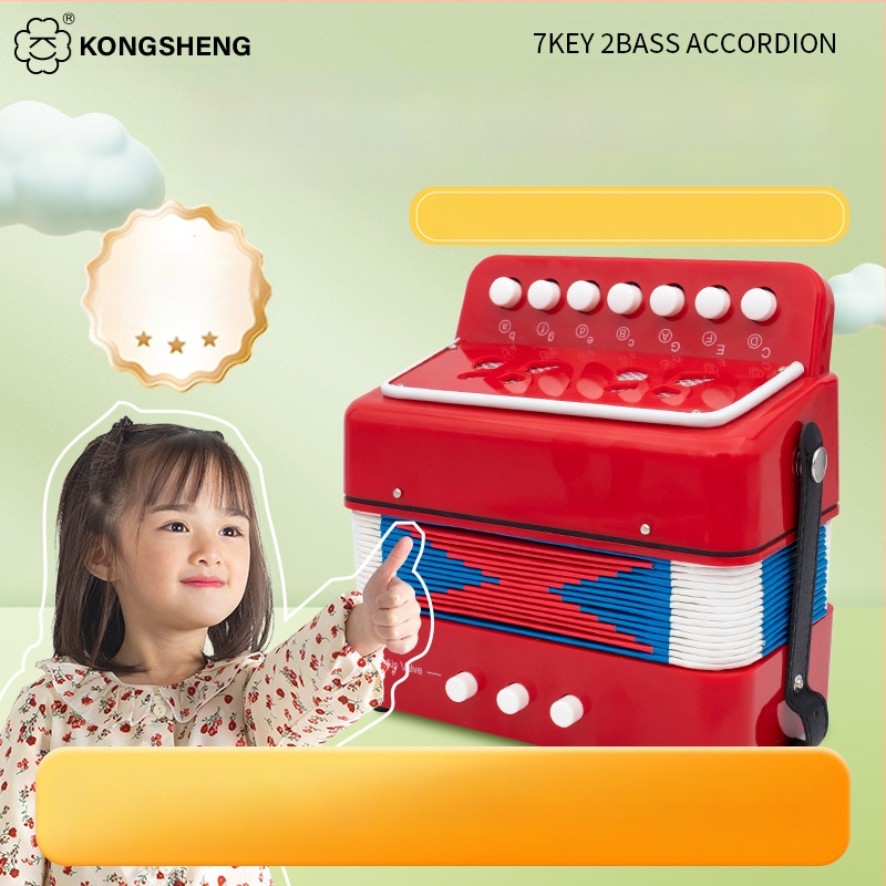 KONGSHENG 7-ключов преносим клавирен акордеон с 2 баса, 16-гласова полифония, 100 тембъра, 11–50 демонстрационни песни