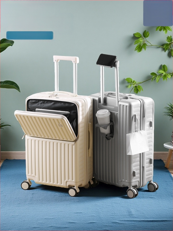 Valiză cu deschidere frontală ABS+PC – durabilă și ușoară, 4,5 kg, roți universale 360°, încuietoare cu combinație obișnuită, valiză de afaceri multifuncțională