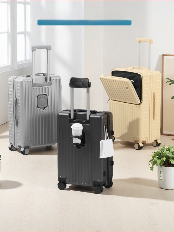 Valiză cu deschidere frontală ABS+PC – durabilă și ușoară, 4,5 kg, roți universale 360°, încuietoare cu combinație obișnuită, valiză de afaceri multifuncțională