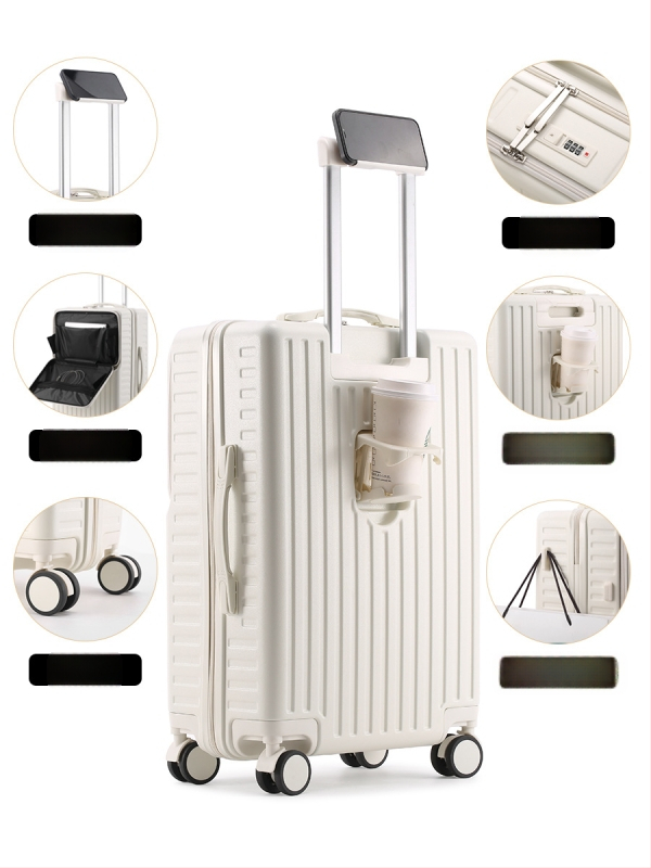 Valiză cu deschidere frontală ABS+PC – durabilă și ușoară, 4,5 kg, roți universale 360°, încuietoare cu combinație obișnuită, valiză de afaceri multifuncțională