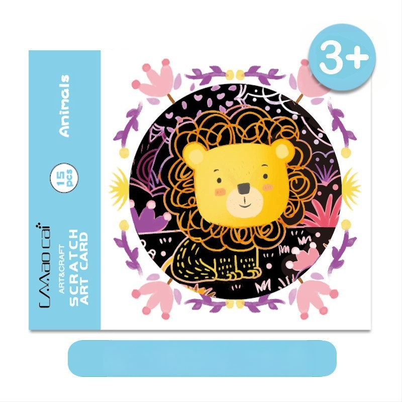 Answer Duck DIY skrāpēšanas mākslas komplekts bērniem – papīra amatniecība, iekļauta grāmatas atzīme un pastkarte, vecums 3-6 gadi, iepakojums: papīra kastīte