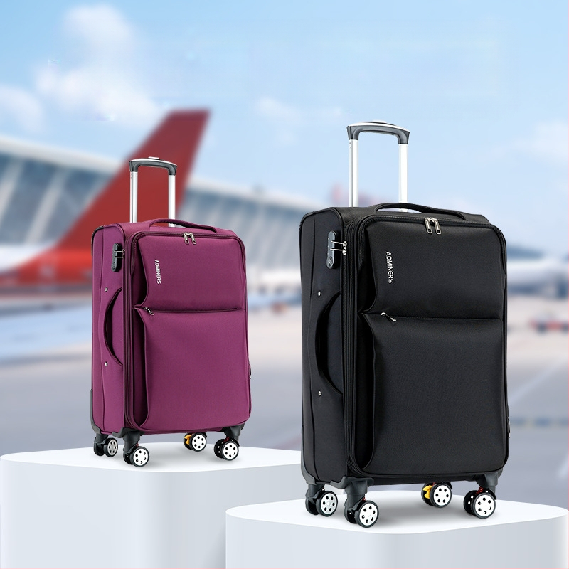 Valiză unisex din pânză Oxford, cu roți universale, deschidere cu fermoar, greutate 5,5 kg, încuietoare cu combinație standard