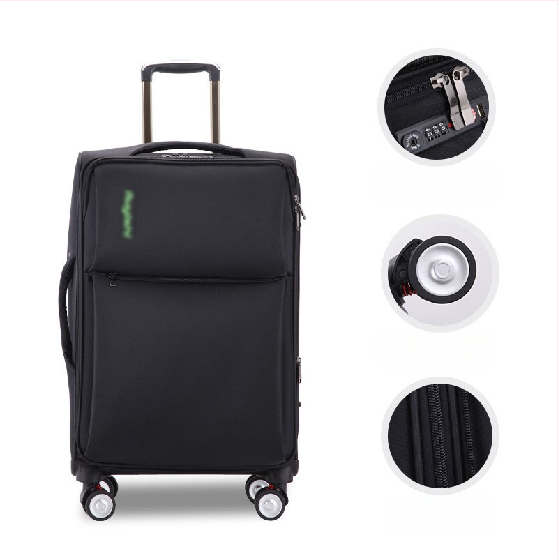 Valiză unisex din pânză Oxford, cu roți universale, deschidere cu fermoar, greutate 5,5 kg, încuietoare cu combinație standard