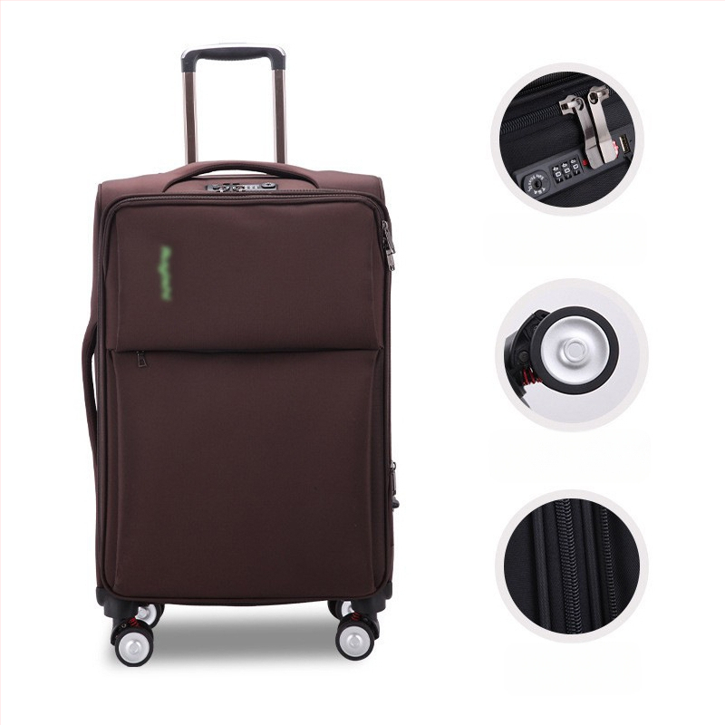 Valiză unisex din pânză Oxford, cu roți universale, deschidere cu fermoar, greutate 5,5 kg, încuietoare cu combinație standard