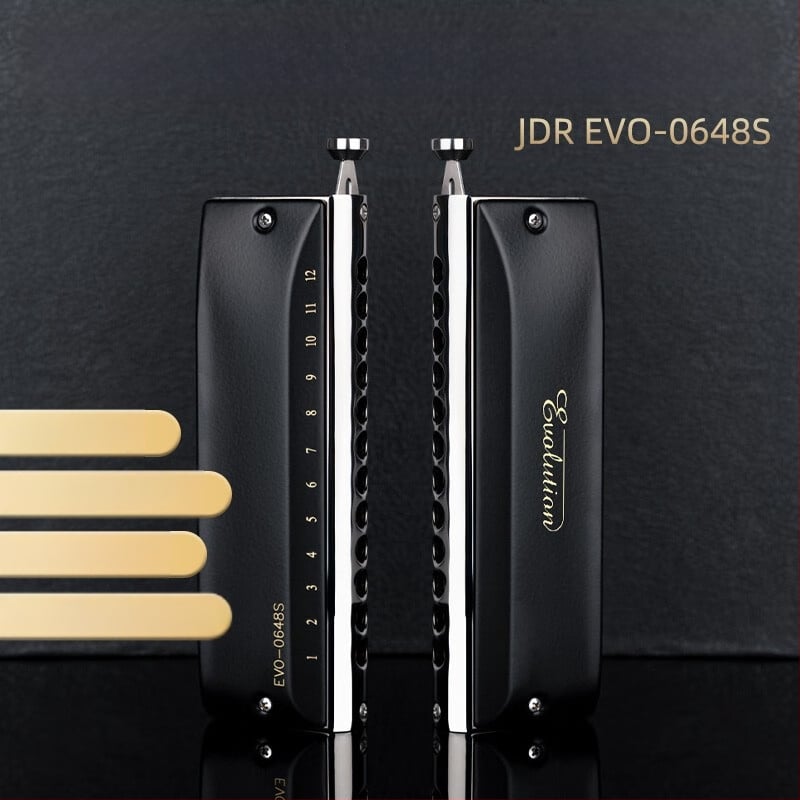 Напівмасштабна хроматична хармоника, 12 отвори, тоналност C, модел GM-0648, марка JDR