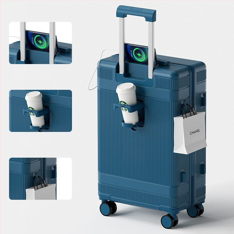 Uniszex bőrönd univerzális kerekekkel, többfunkciós, cipzáros nyitás, selyemvirág mintás anyag, bélés PC, kombinációs zár, utazótáska mamának és gyermeknek