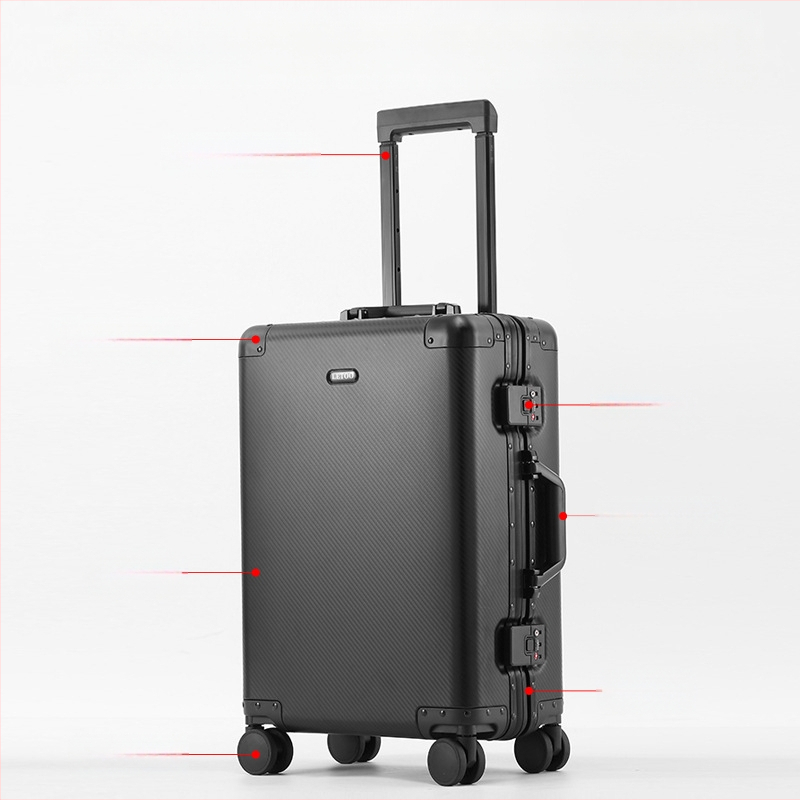 Bagaj din aliaj de aluminiu-magneziu pentru cabină, cu încuietoare TSA, roți universale, 4 kg, căptușeală poliester