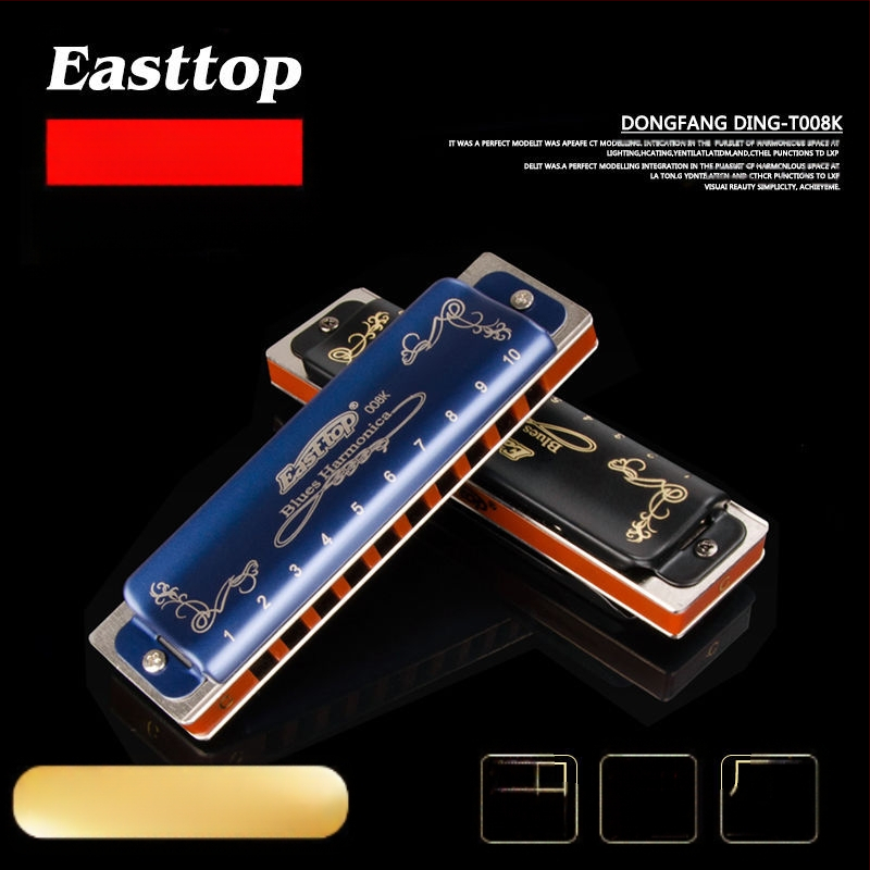 Хармоника за блус, 12-ключова, 10 отвора, капак медно-хромиран, дупки за звучене от смола, тегло 125 g