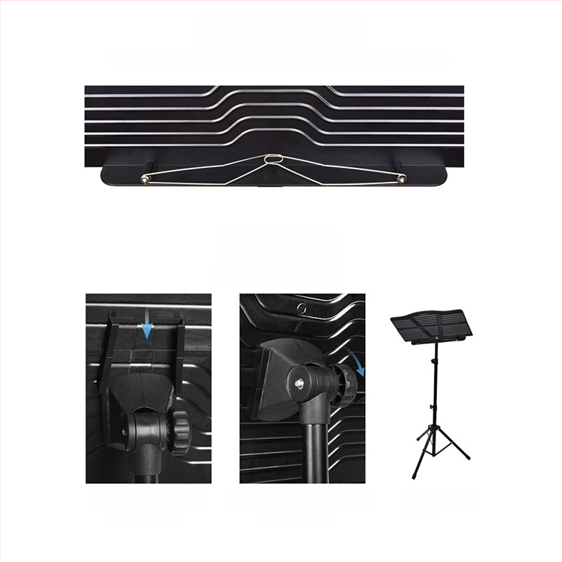 Музыкална стойка за инструменти, сгъваема панелна конструкция от желязо и ABS, модел 01, марка ione, за музикални инструменти.