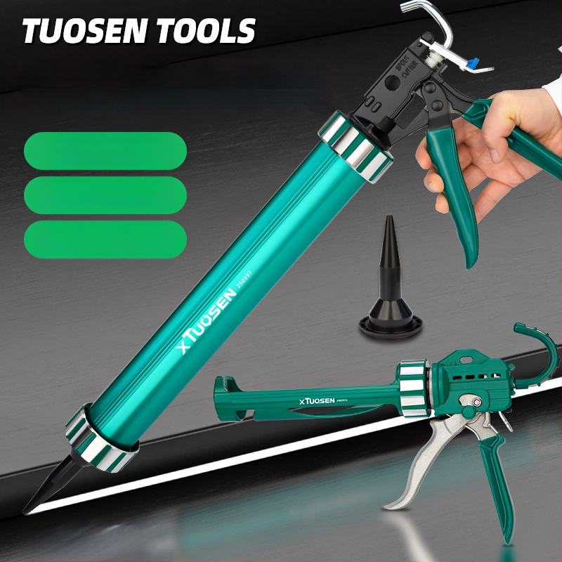 Структурен пистолет за лепило за фуги на врати и прозорци – полуцилиндров пистолет за лепило, усилена гумена дръжка, марка XTUOSEN, тегло 0.81 кг