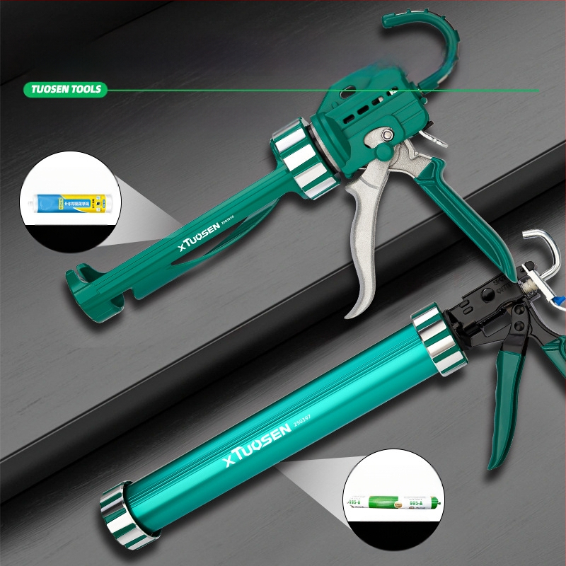 Структурен пистолет за лепило за фуги на врати и прозорци – полуцилиндров пистолет за лепило, усилена гумена дръжка, марка XTUOSEN, тегло 0.81 кг