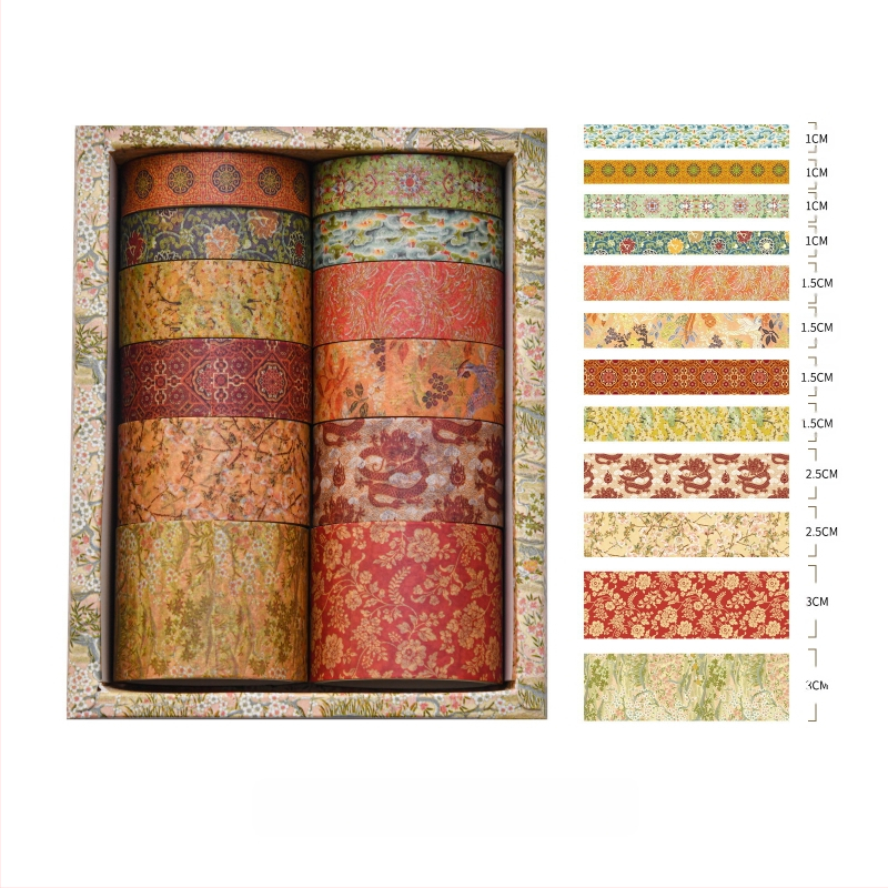 Songdao planavimo lipdukų rinkinys iš japoniško popieriaus – serija Puikūs kalnai ir upės, retro stilius, DIY dekoratyvinė juostelė, storis 0,02, tinka dovanai