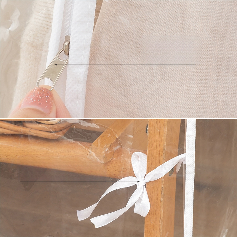 PEVA dulkių dangtis stacionariai drabužių kabinai — skaidrus, dvigubas užtrauktukas, apsauga nuo dulkių ir drėgmės, paprastas modernus stilius, Mujia prekė, saugykla miegamajame, vasara 2021