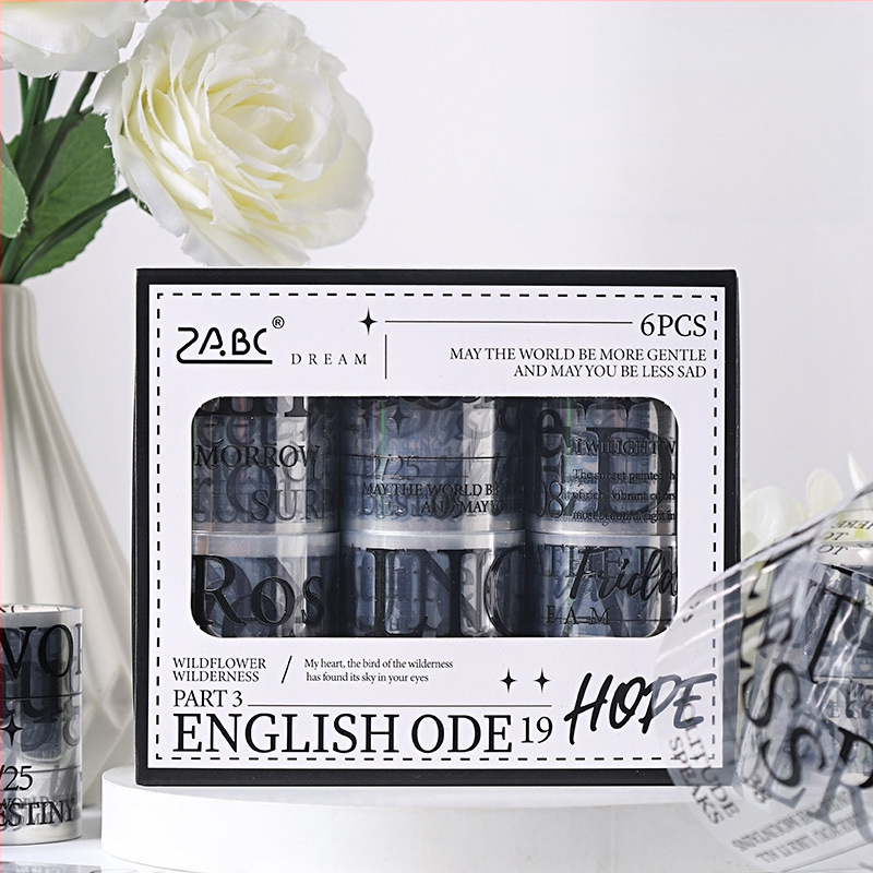 MOYL PVC dekoratyvinė juosta, Romantic Flower Rhyme serija, dėžutėje, matinė danga, PET pagrindas, ilgis 2 m, plotis 5 cm, storis 0.01