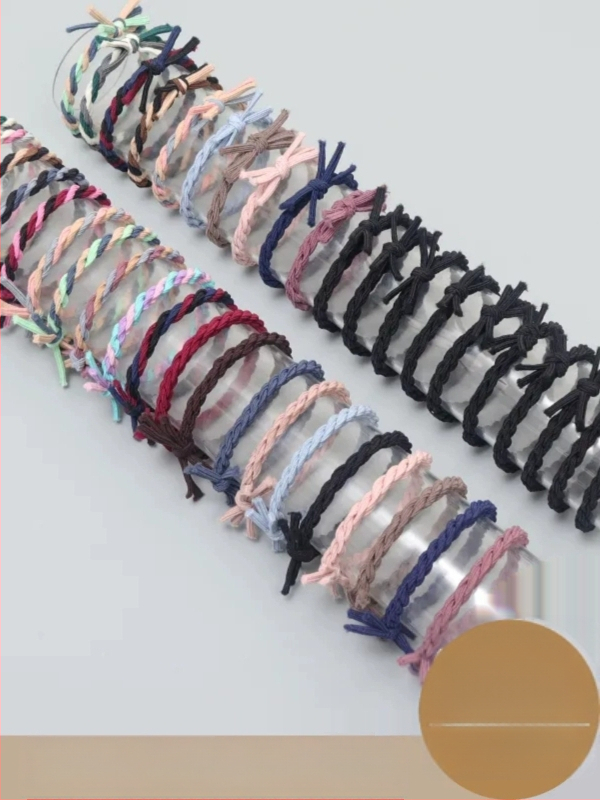 Plaukų aksesuaras - mazgas plaukų virvė, mišrios medžiagos, rankų darbo, natūralus stilius