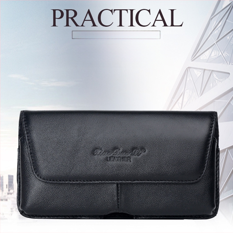 Geantă de talie din piele pentru telefon, ultra-subțire, stil coreean, piele naturală de vițel, deschidere cu capac, siluetă vertical-horizontală, Little Dolly