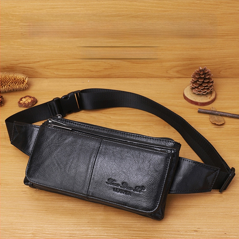 Muška torbica za struk od prave kože — gradska jednostavnost; funkcija olakšavanja opterećenja; marka Little Dolly