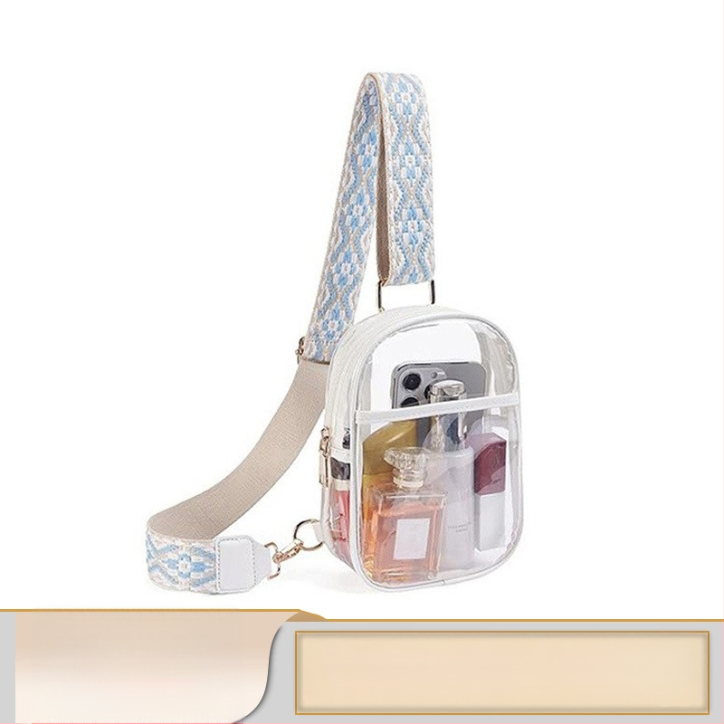 Прозрачна чанта за рамо PVC материал уличен моден стил хоризонтална квадратна форма цип за отваряне регулираща презрамка