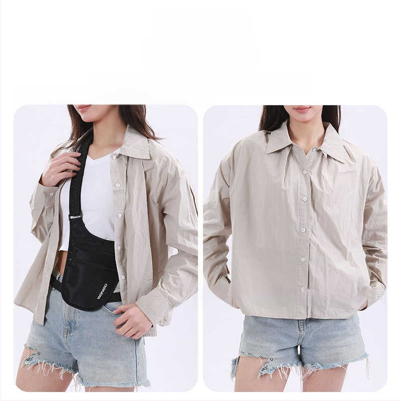 Weilao туристическа талийна чанта против кражба с джоб за паспорт, ултралека полиестерна, разширяема, унисекс, за колоездене