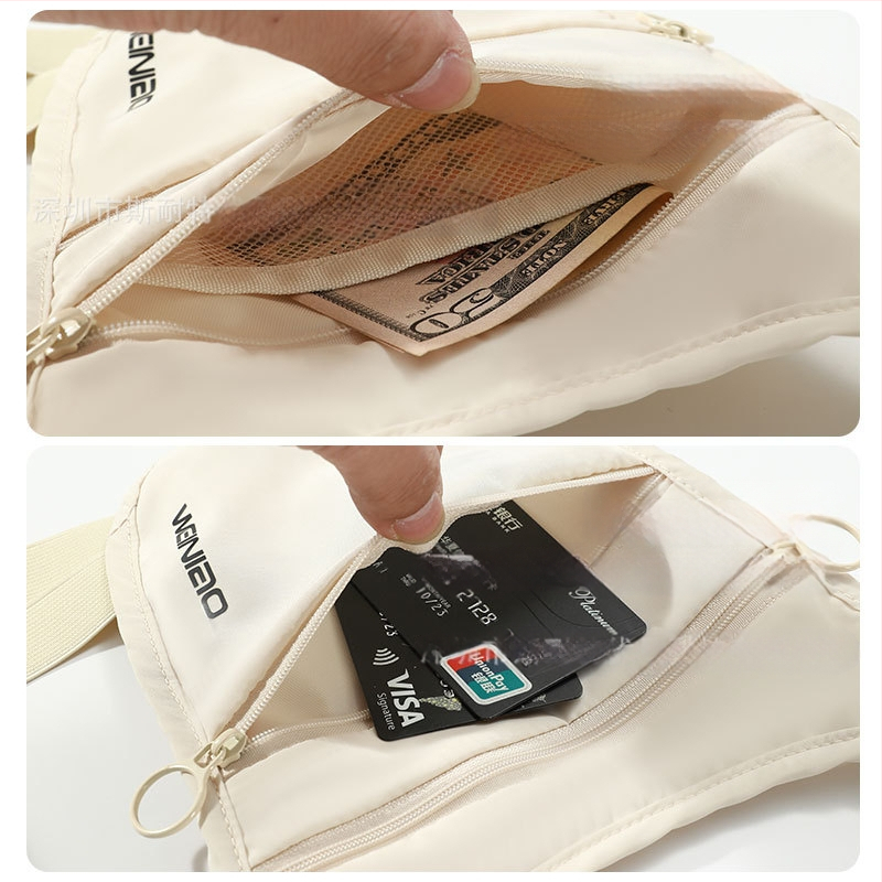 Weilao туристическа талийна чанта против кражба с джоб за паспорт, ултралека полиестерна, разширяема, унисекс, за колоездене