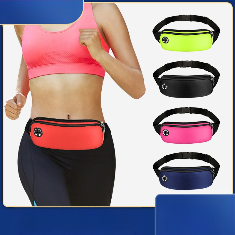 Bėgimo juosmens krepšys – universalus telefonui, atsparus vandeniui, nardymo medžiaga, užtrauktukas, vidinė tinklinė kišenė, horizontalaus kvadrato formos