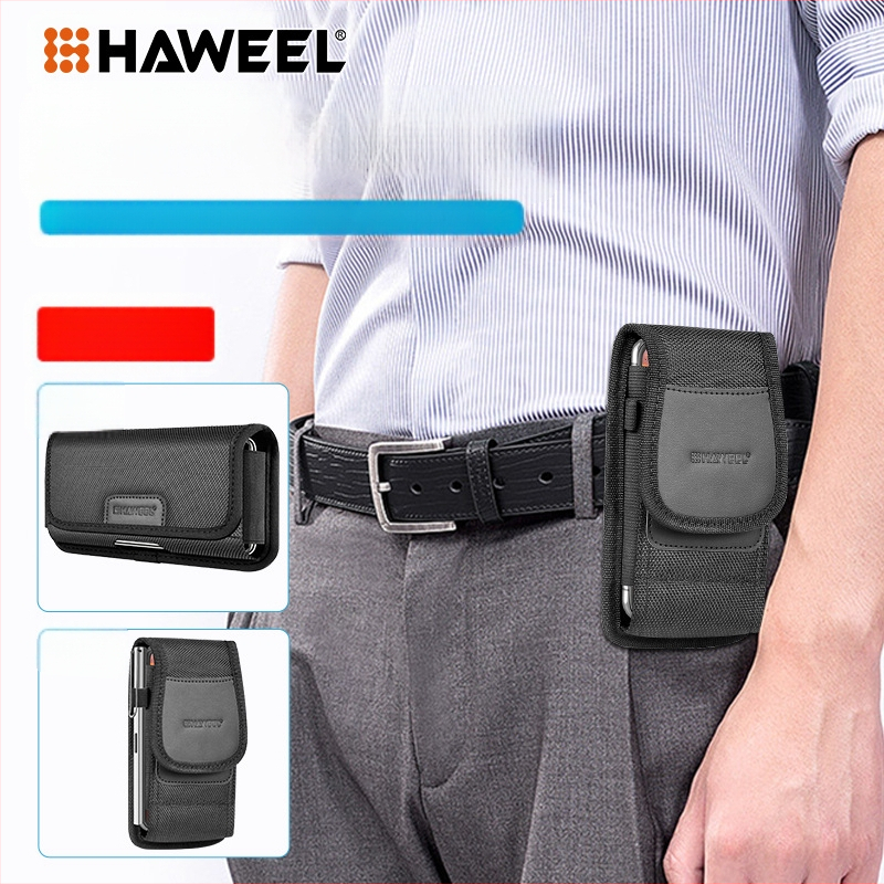 HAWEEL Muška PU Torbica za pojas - prozračna, s pretincom za karticu, kompatibilna s 8-inčnim uređajima