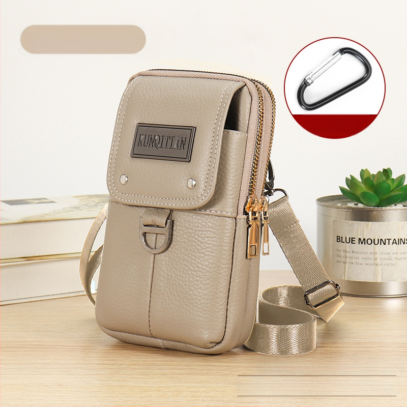 Vyrų odinė kišenė ant dirželio mobiliesiems telefonams, tikra oda, pirmojo sluoksnio karvės odos, vertikalus kvadrato formos, užtrauktukas uždarymas, verslo kelionės stilius