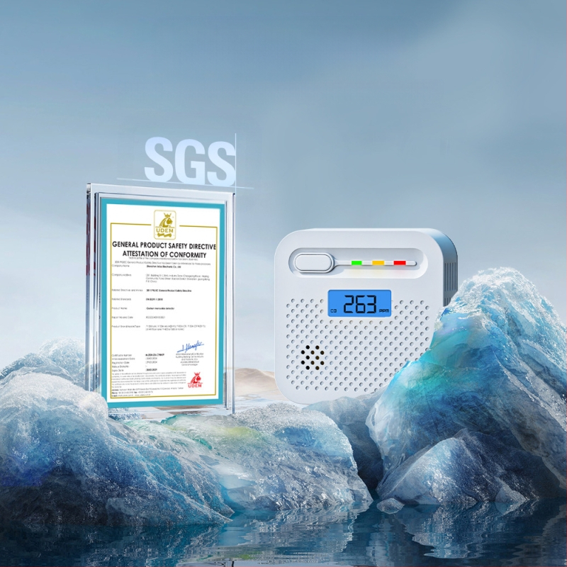 Детектор за въглероден моноксид (CO) с безжично предаване, модел Y100A-CR-W(868), 360° детекция, стенен монтаж, звуков и светлинен сигнал