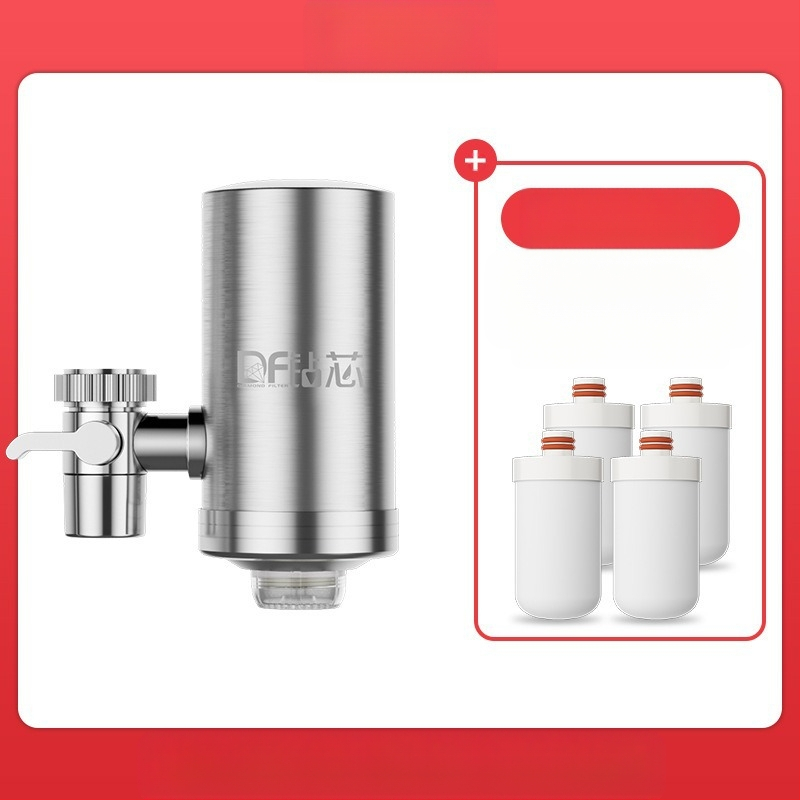 Priešingai montuojamas nerūdijančio plieno vandens valytuvas namų virtuvei ir vonios kambariui su nuimamu ir plaunamu keraminiu filtru; ultrafiltracijos membrana, 1 lygio filtracija, darbinė temperatūra 0–38°C, vandens slėgis 0.1–0.4 MPa, 1000 L/dienai