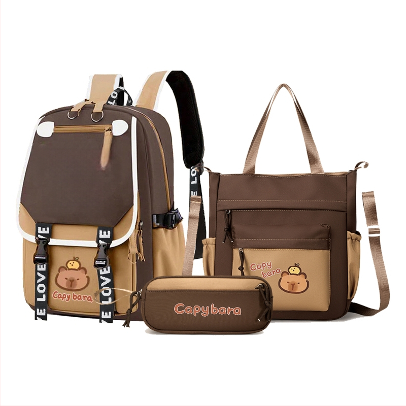 Unisex σχολική τσάντα με Capybara anime μοτίβο, Oxford ύφασμα, ultra-light, νάιλον επένδυση, ιμάντες με αερόσακο