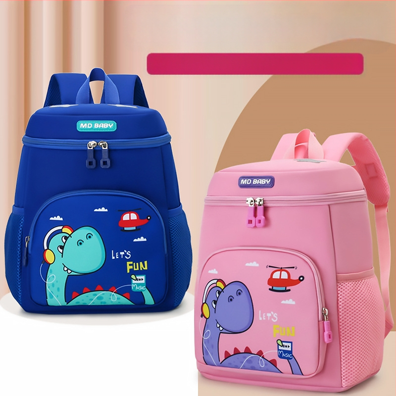 Óvodai hátizsák dínó-karikatúra mintával, uniszex, Oxford anyag, könnyű, görbült vállpántok, nylon bélés