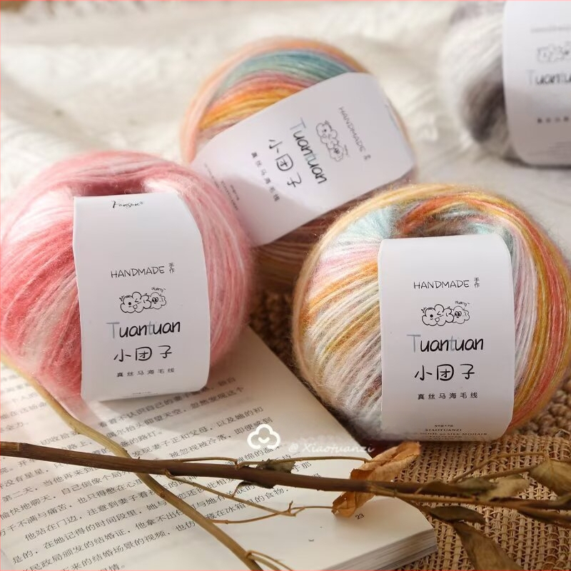 Mohair vilnų rinkinys, worsted siūlų forma, skirta audimui