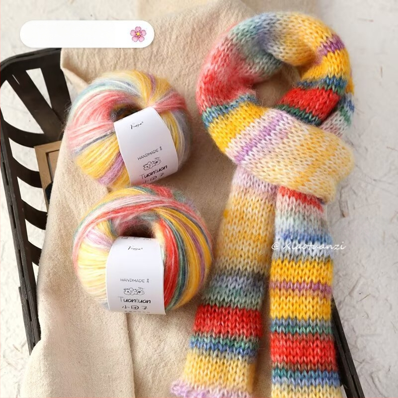 Mohair vilnų rinkinys, worsted siūlų forma, skirta audimui