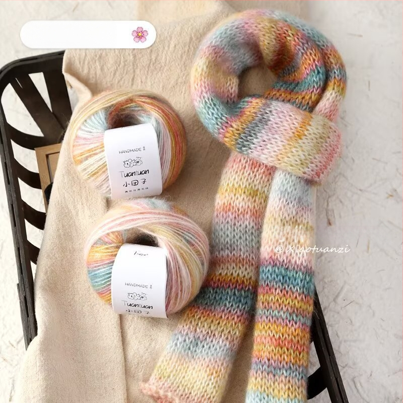 Mohair vilnų rinkinys, worsted siūlų forma, skirta audimui