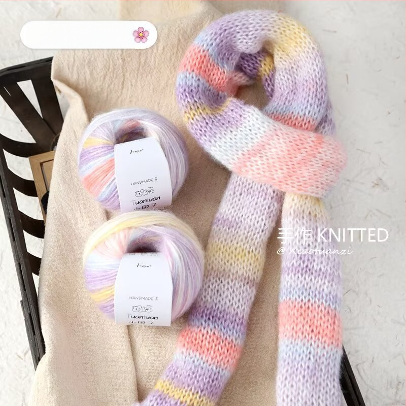 Mohair vilnų rinkinys, worsted siūlų forma, skirta audimui