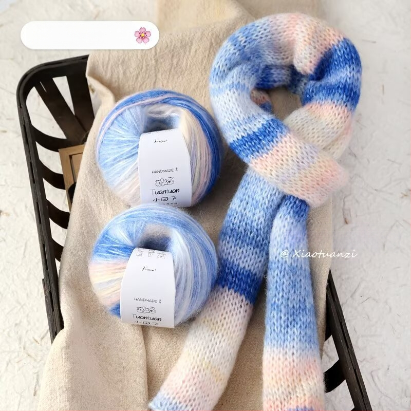 Mohair vilnų rinkinys, worsted siūlų forma, skirta audimui