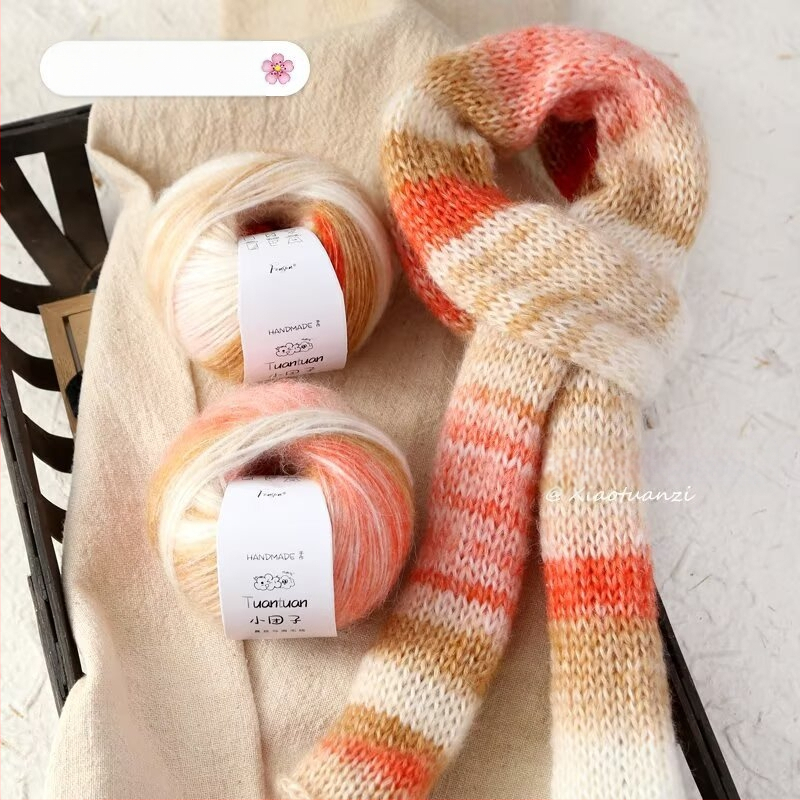 Mohair vilnų rinkinys, worsted siūlų forma, skirta audimui