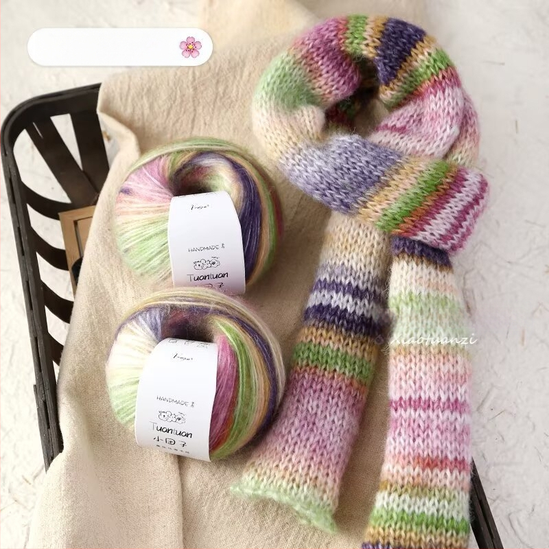 Mohair vilnų rinkinys, worsted siūlų forma, skirta audimui