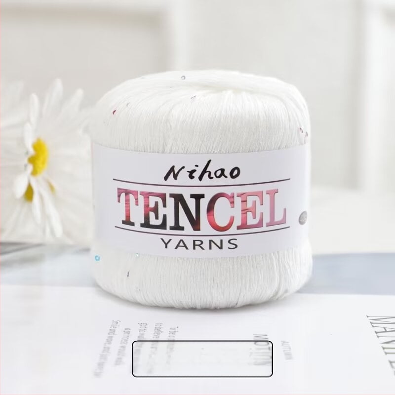 Rankdarbiams mezgimo siūlai – Tencel Sequin Lace siūlai, žiedinis verpimas, grupinis siūlas, Mu Pai