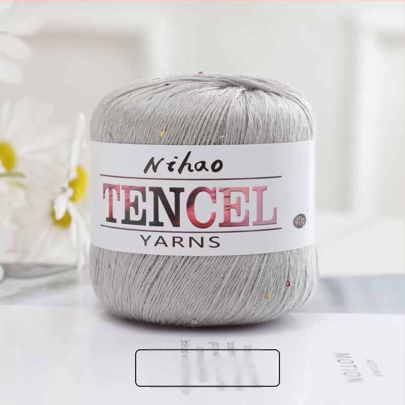 Rankdarbiams mezgimo siūlai – Tencel Sequin Lace siūlai, žiedinis verpimas, grupinis siūlas, Mu Pai