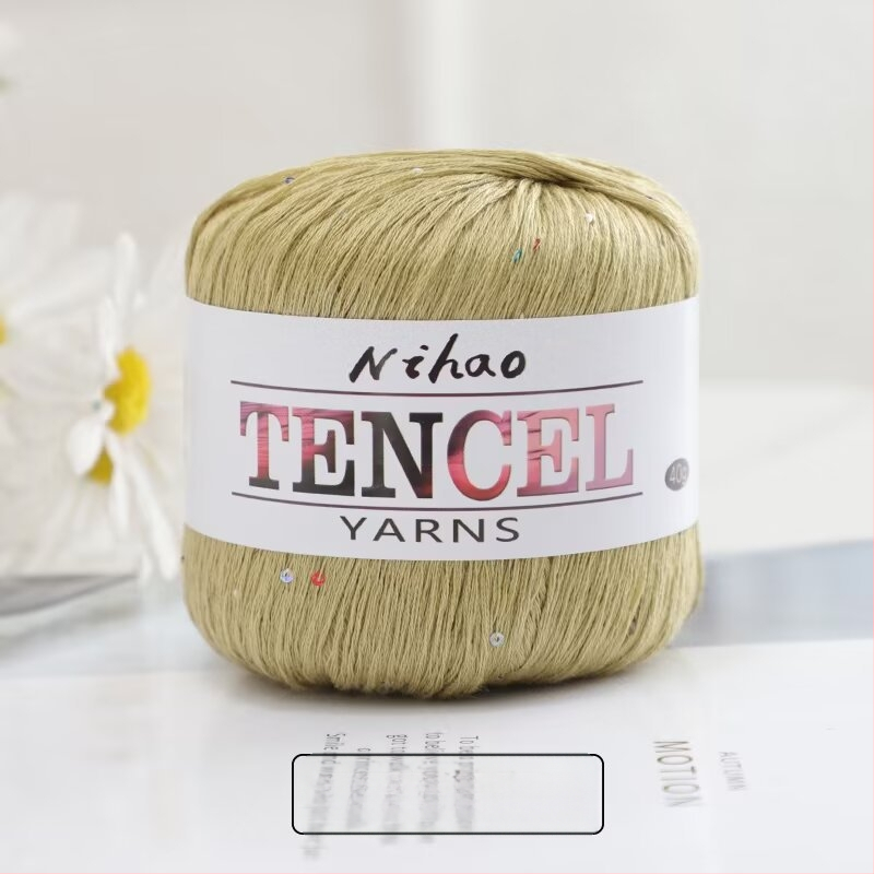 Rankdarbiams mezgimo siūlai – Tencel Sequin Lace siūlai, žiedinis verpimas, grupinis siūlas, Mu Pai