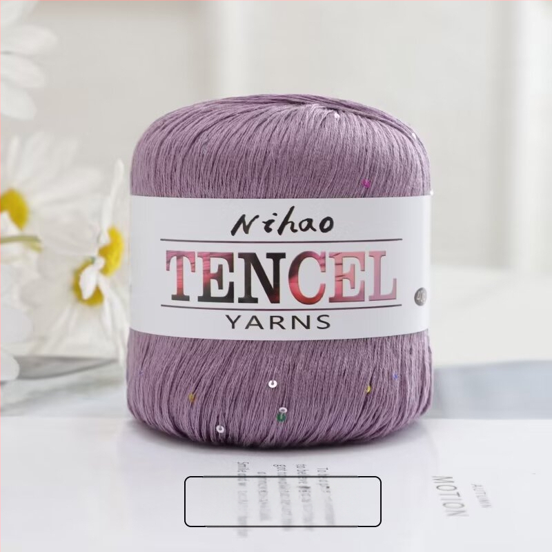 Rankdarbiams mezgimo siūlai – Tencel Sequin Lace siūlai, žiedinis verpimas, grupinis siūlas, Mu Pai