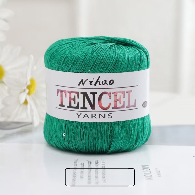 Rankdarbiams mezgimo siūlai – Tencel Sequin Lace siūlai, žiedinis verpimas, grupinis siūlas, Mu Pai