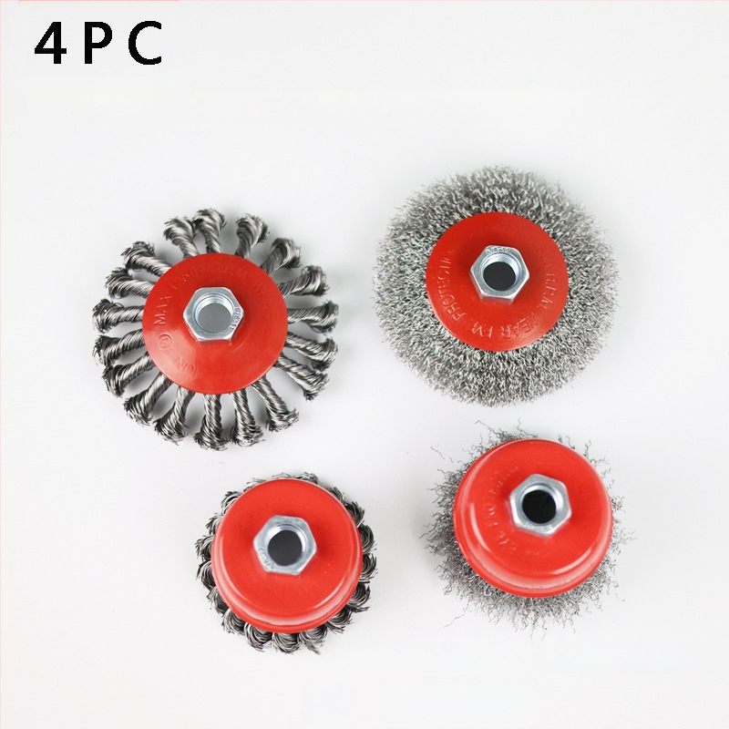 Nine Horses Чашоподобно колело с усукана тел, комплект 4 бр., високовъглеродна стомана, 8500 об./мин, за премахване на ръжда и полиране на метални и неметални повърхности