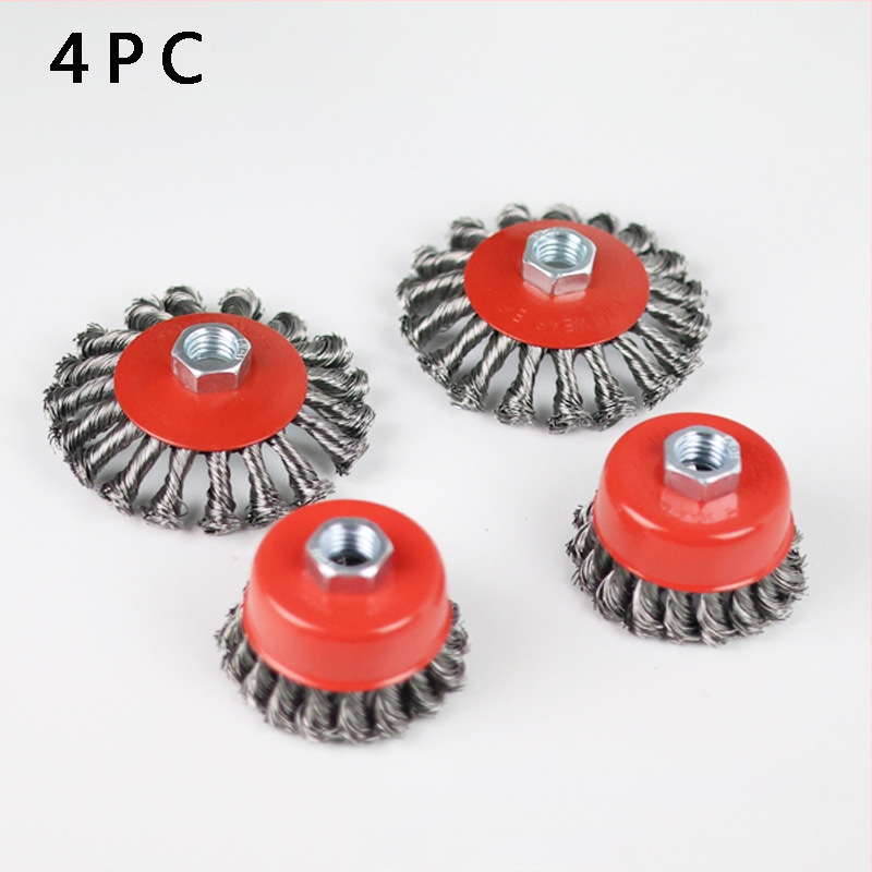 Nine Horses Чашоподобно колело с усукана тел, комплект 4 бр., високовъглеродна стомана, 8500 об./мин, за премахване на ръжда и полиране на метални и неметални повърхности