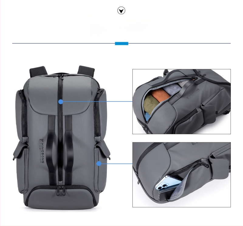 Uniszex technikai divat hátizsák mindennapi használatra, poliészter, bővíthető kapacitás 20-35 L, kompatibil 15 hüvelykes laptophoz