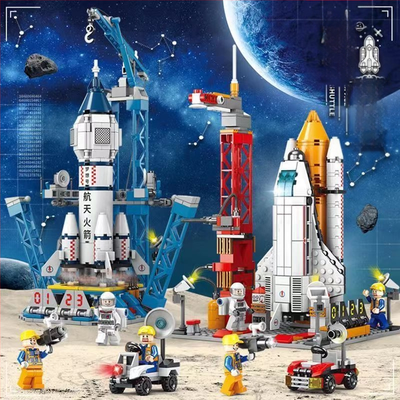 LEGO-savietojams kosmosa raķetes konstruktor, ABS plastmasa, 800+ detaļu, 1,5 kg, DIY pielāgošana
