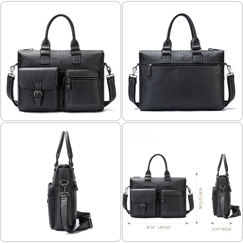 Maltette valódi bőr laptop táska üzleti stílusban, felsőrétegű marhabőr, vízálló és bővíthető