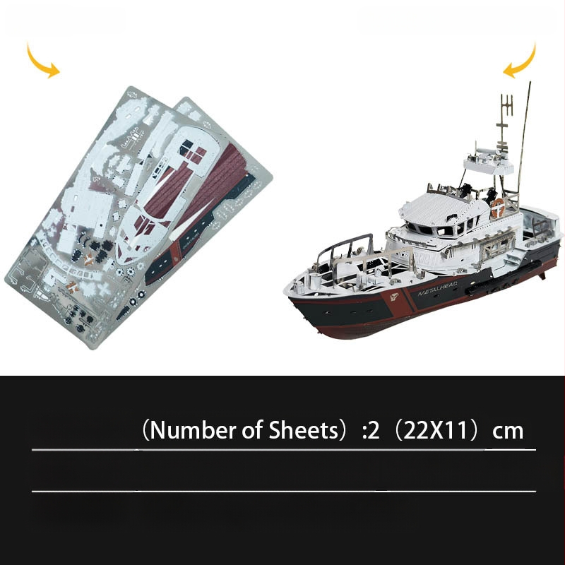 DIY 3D jachtos dėlionė iš nerūdijančio plieno – viso metalo modelis surinkimui, 14+