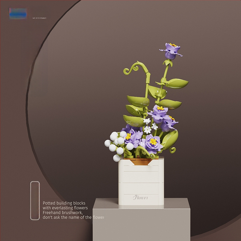 BALODY 21222 Rozā orchīdejas blokveids pušķis — ABS plastmasa, DIY komplekts, vairāk nekā 800 detaļu, vecums 7–14 gadi